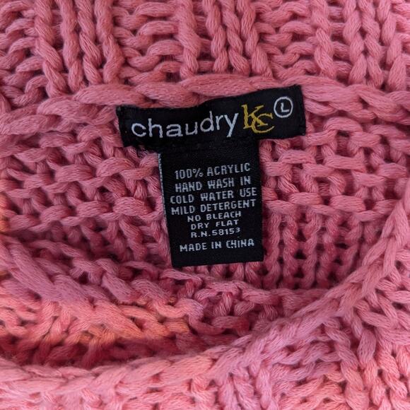 Vintage Chaudry KC Floral Open Knit Boho Crochet Sweater Pink - Picture 5 of 11